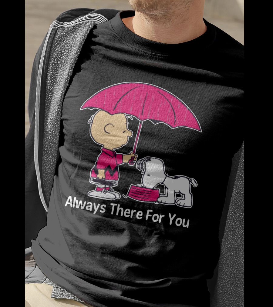 Always There For You Charlie Brown Snoopy Under Umbrella T-Shirt