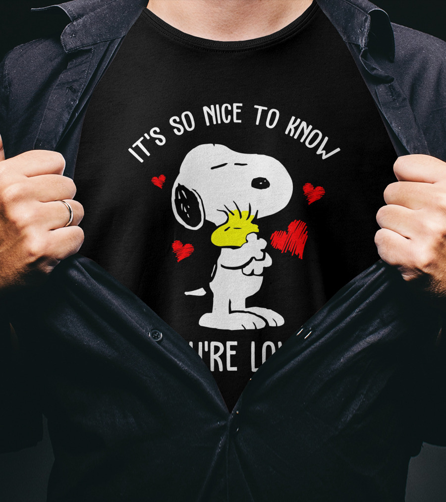 It's So Nice To Know You're Loved Snoopy And Woodstock With Hearts T-Shirt