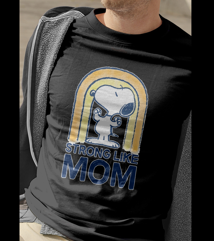 Snoopy Strong Like Mom Retro Rainbow Celebrating Motherhood T-Shirt