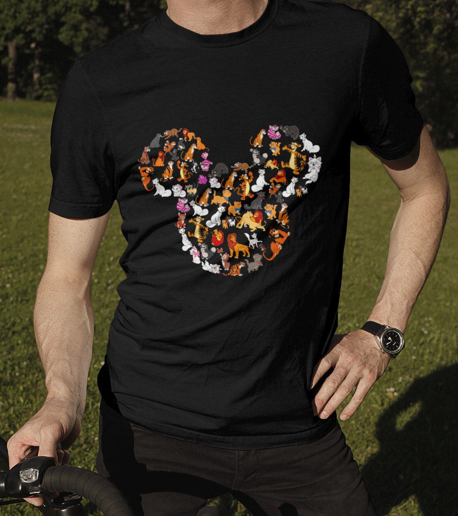 Disney Cats And Lions In Mickey Shape T-Shirt