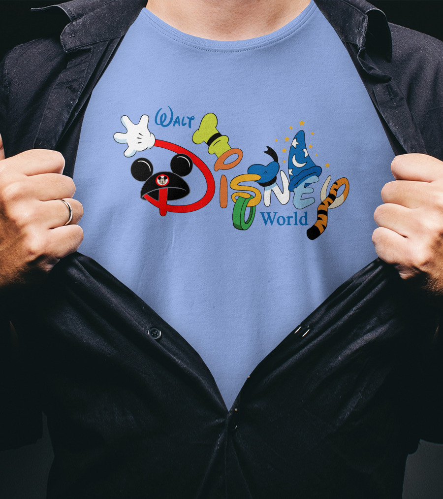 Walt Disney World Mickey Goofy Sorcerer Tigger Stylized Text T-Shirt