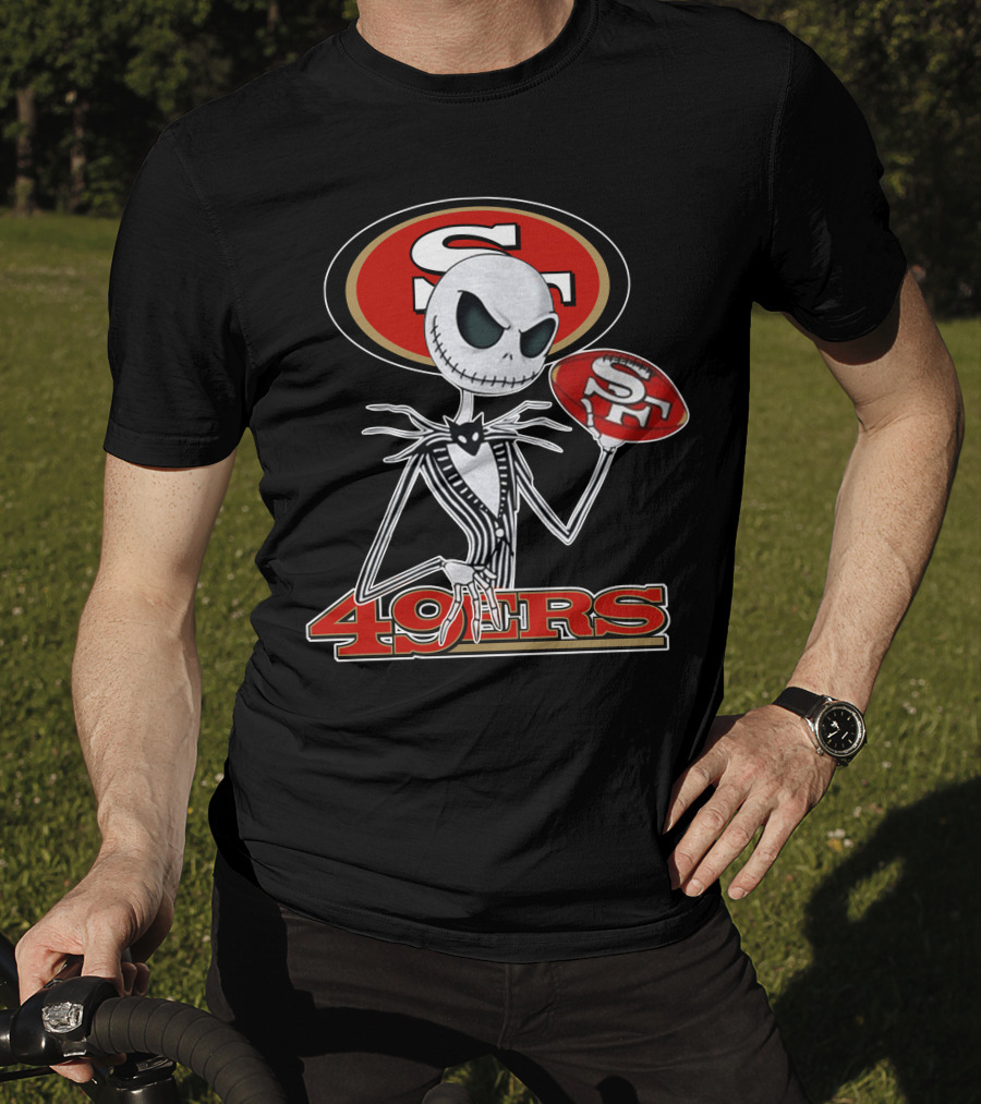 49ers Jack Skellington Football Crossover NFL T-Shirt