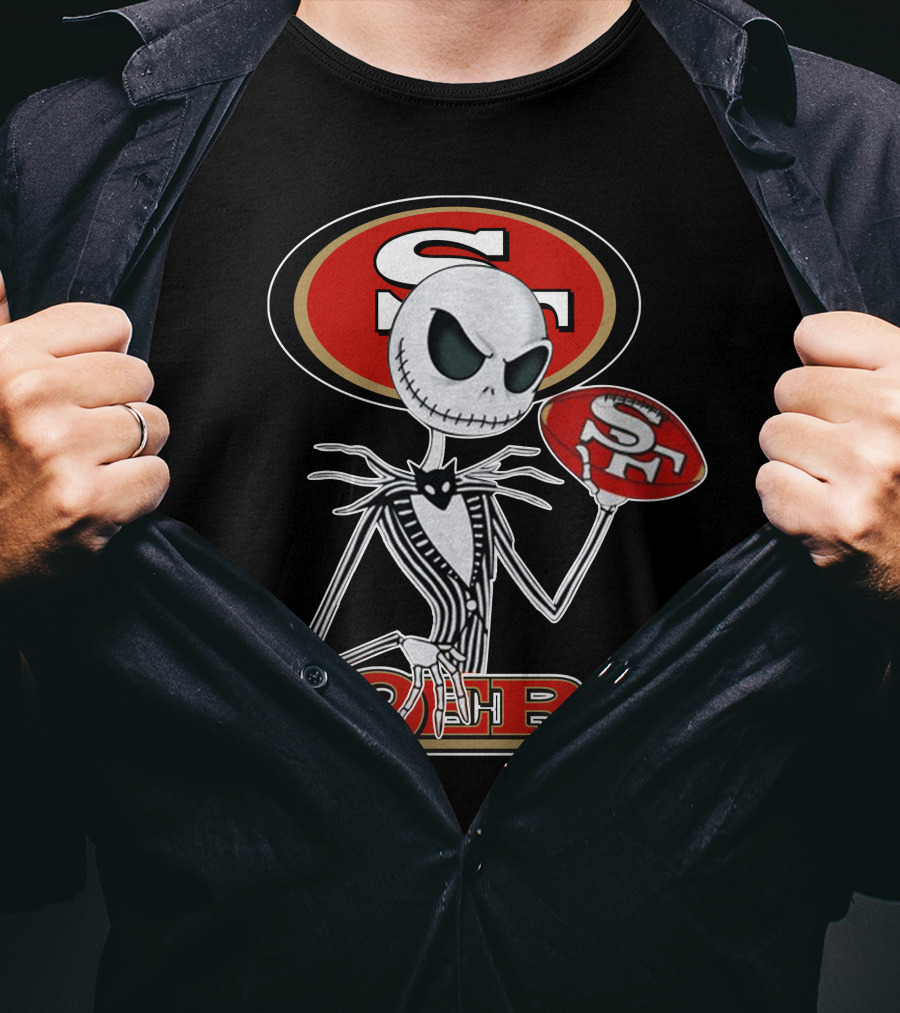 49ers Jack Skellington Football Crossover NFL T-Shirt