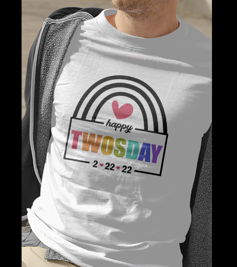Happy Twosday 2-22-22 Rainbow Heart T-Shirt