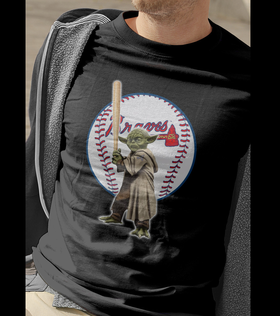 Yoda Braves Baseball Bat Star Wars Crossover Atlanta T-Shirt