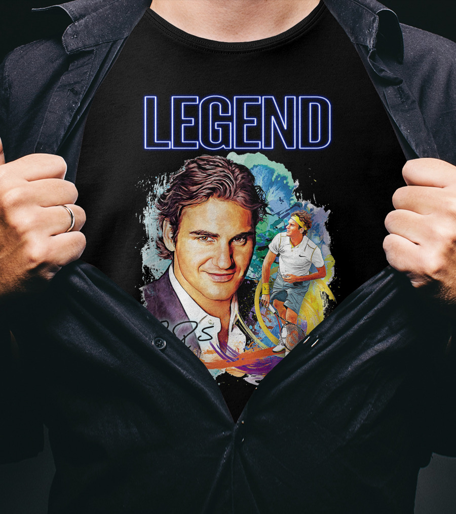 Legend Roger Federer Tennis Icon Signed T-Shirt