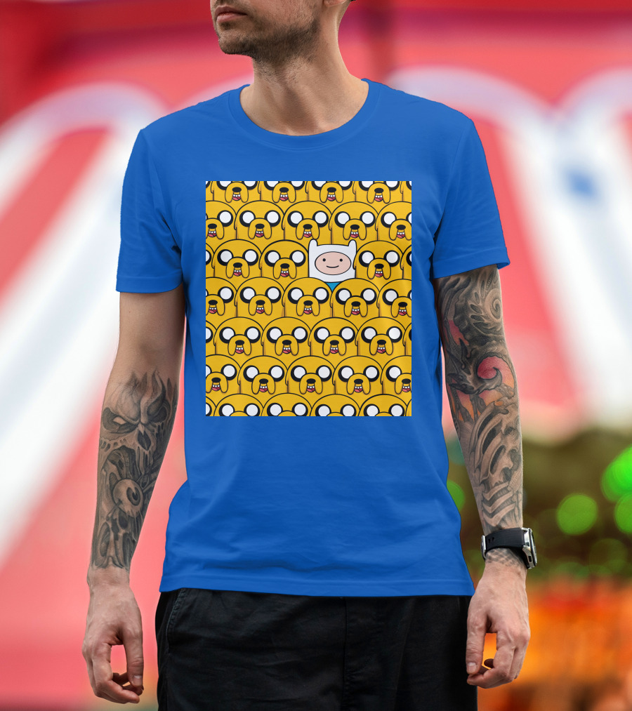 finnthehuman surrounded by jake faces T-Shirt
