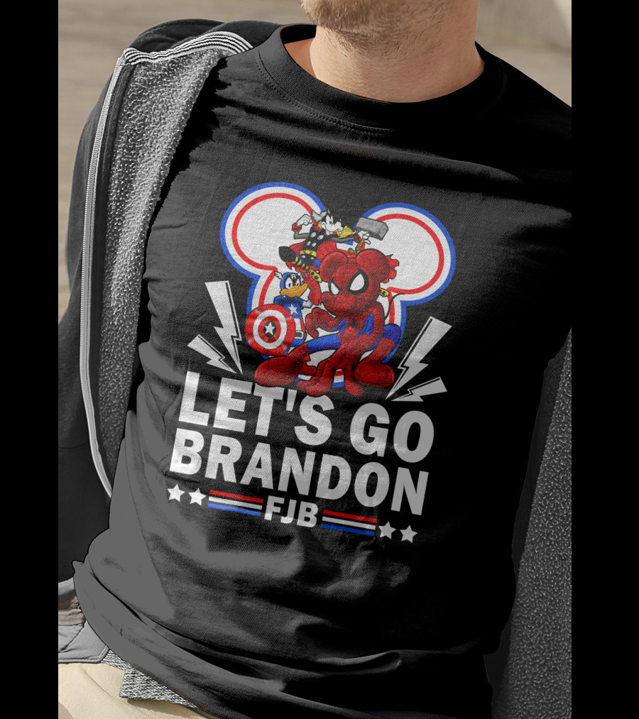 Let's Go Brandon FJB Disney Marvel Spiderman Thor Captain America Mickey Donald T-Shirt