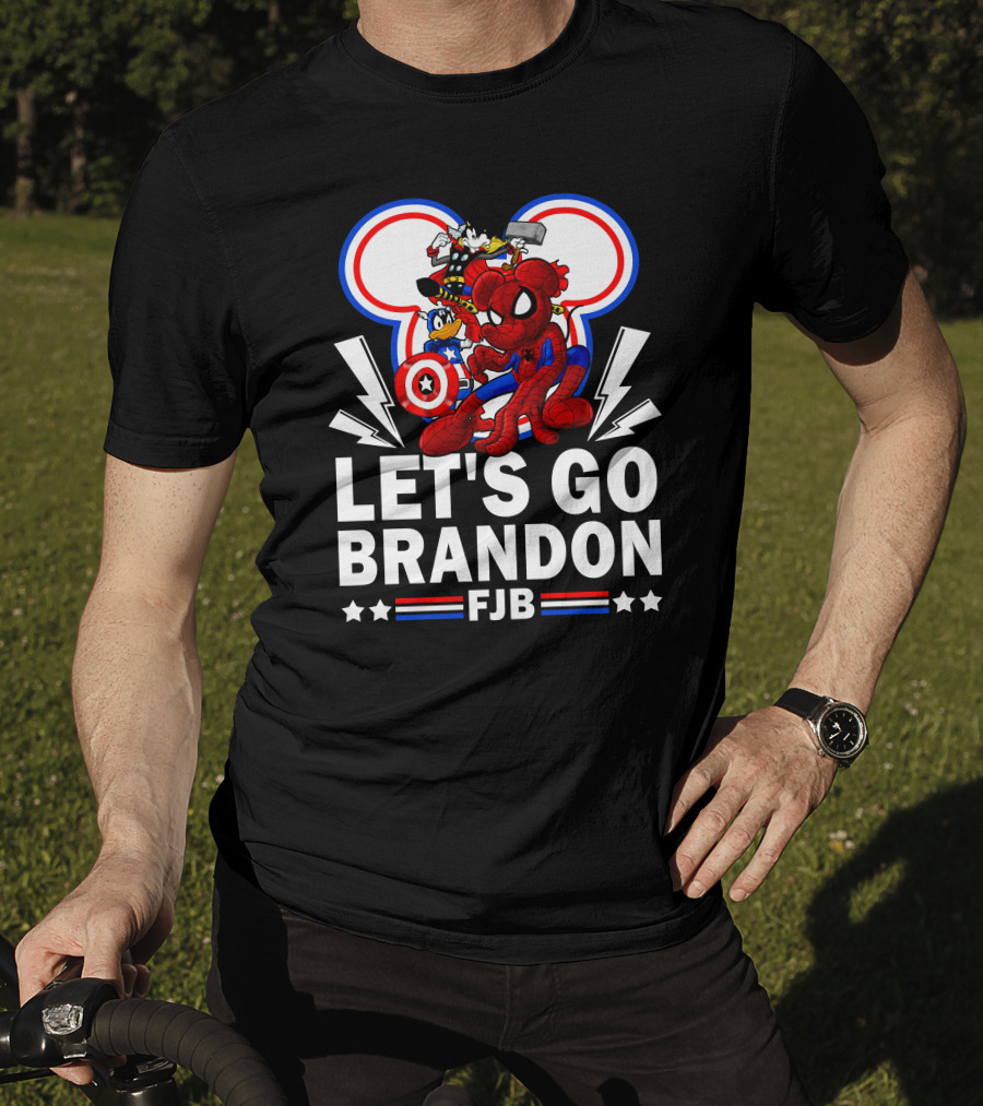 Let's Go Brandon FJB Disney Marvel Spiderman Thor Captain America Mickey Donald T-Shirt