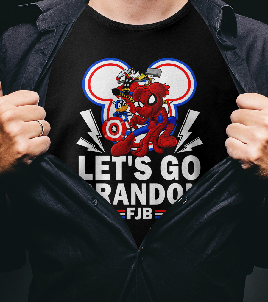 Let's Go Brandon FJB Disney Marvel Spiderman Thor Captain America Mickey Donald T-Shirt