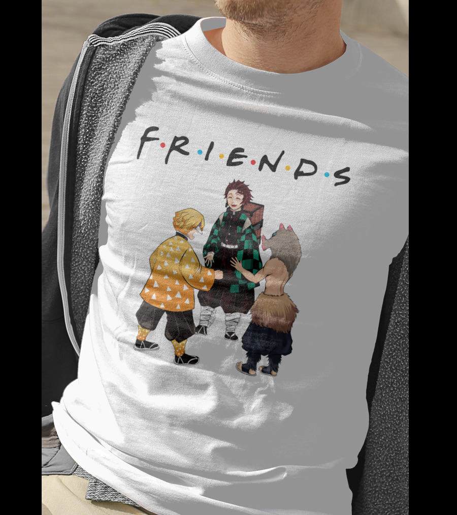 Friends Rock Paper Scissors With Anime Characters T-Shirt