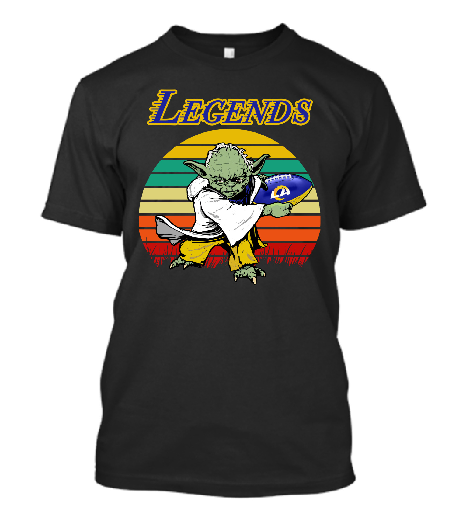 Legends Retro Yoda Holding Los Angeles Rams Football T-Shirt