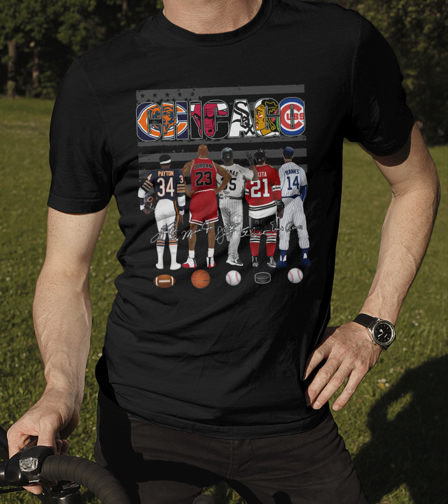 Chicago Icons Payton Jordan Thomas Mikita Banks Jerseys Signatures T-Shirt