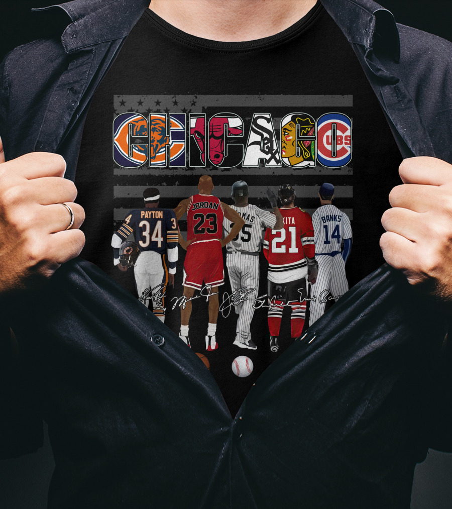 Chicago Icons Payton Jordan Thomas Mikita Banks Jerseys Signatures T-Shirt