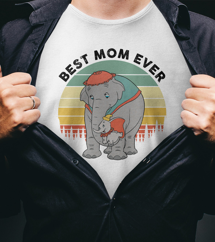 Best Mom Ever Loving Elephant Family T-Shirt