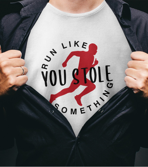 RUN LIKE YOU STOLE SOMETHING TRAIL RUNNING SILHOUETTE RED RUNNER T-Shirt
