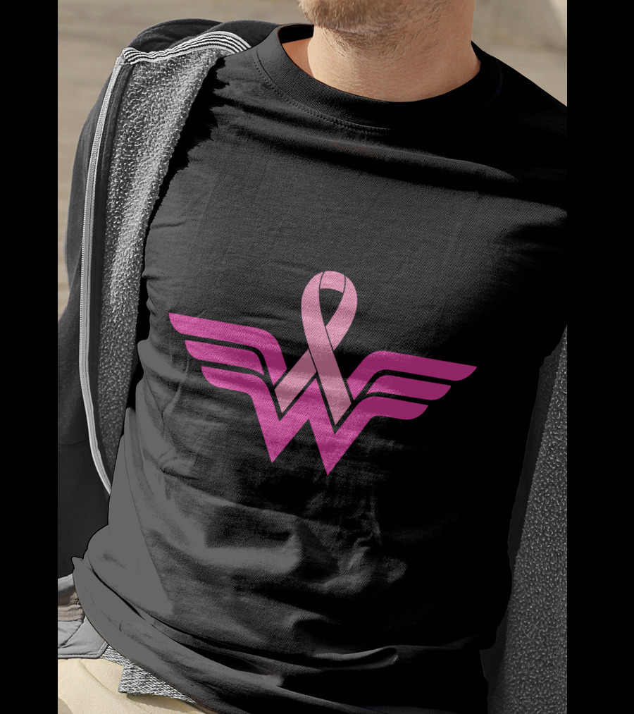 Wonder Woman Breast Cancer Awareness Ribbon T-Shirt