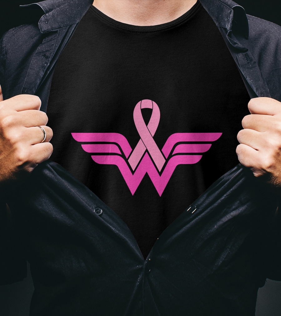 Wonder Woman Breast Cancer Awareness Ribbon T-Shirt