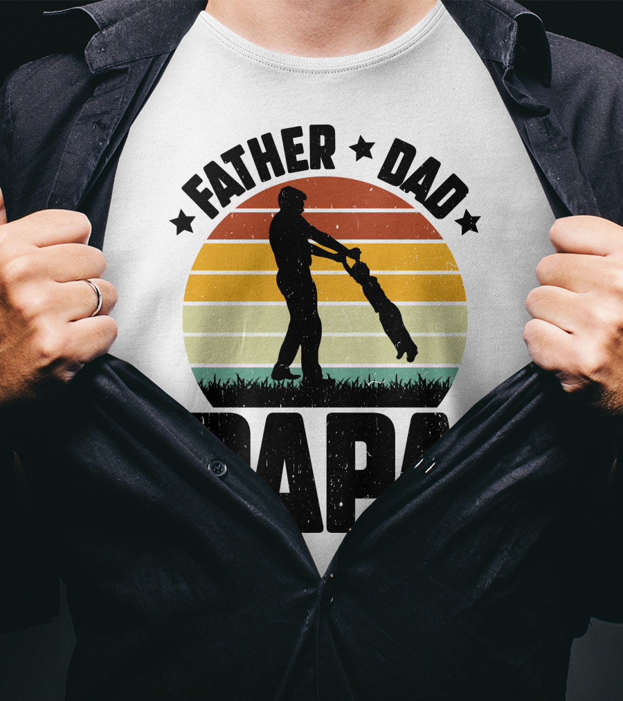 Father Dad Papa Vintage Sunset T-Shirt
