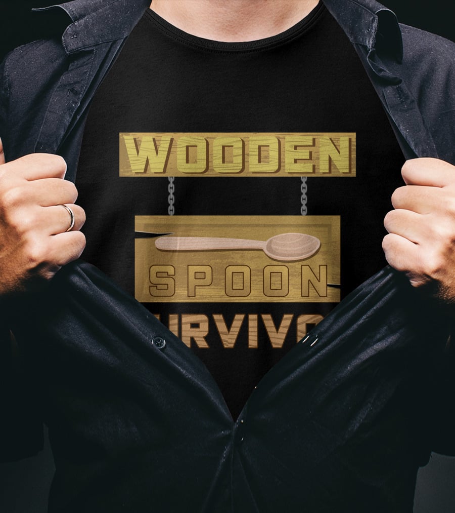 Wooden Spoon Survivor Rustic Hanging Sign Chain T-Shirt