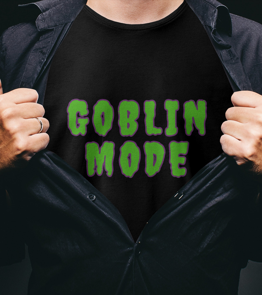 GOBLIN MODE Green Drip Text T-Shirt