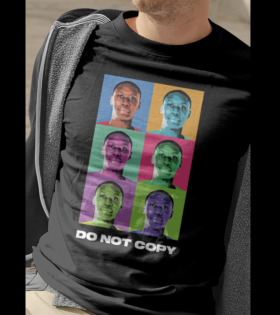 Khaby Lame Pop Art Style Do Not Copy Multi-Color Portraits T-Shirt