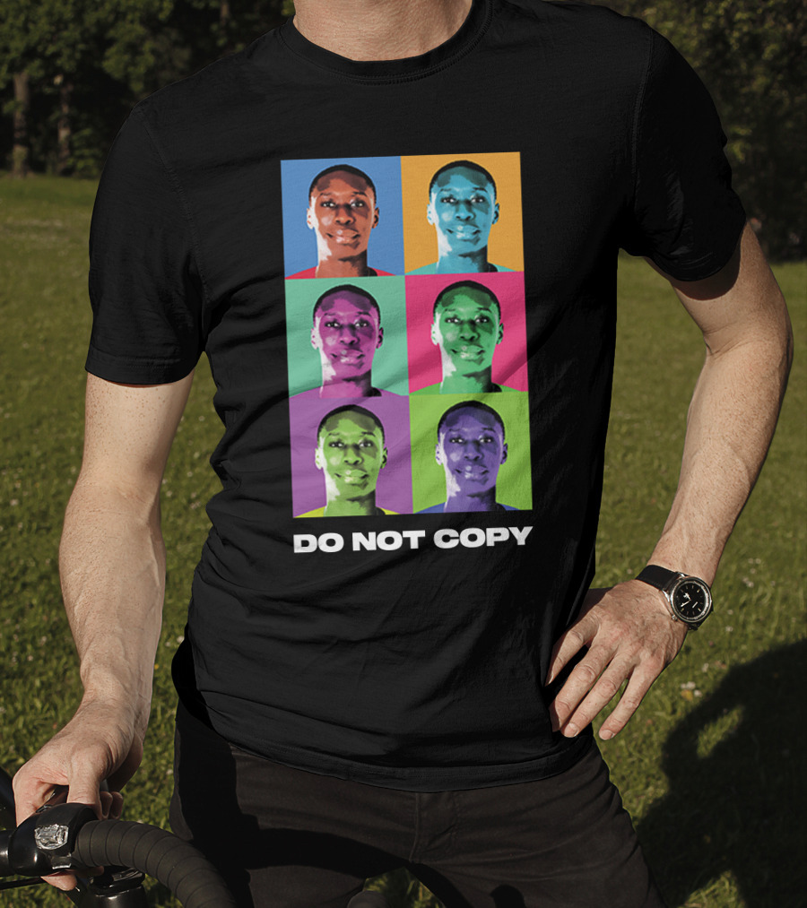 Khaby Lame Pop Art Style Do Not Copy Multi-Color Portraits T-Shirt