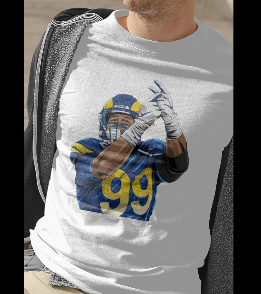 Aaron Donald Rams 99 Football Action Pose T-Shirt