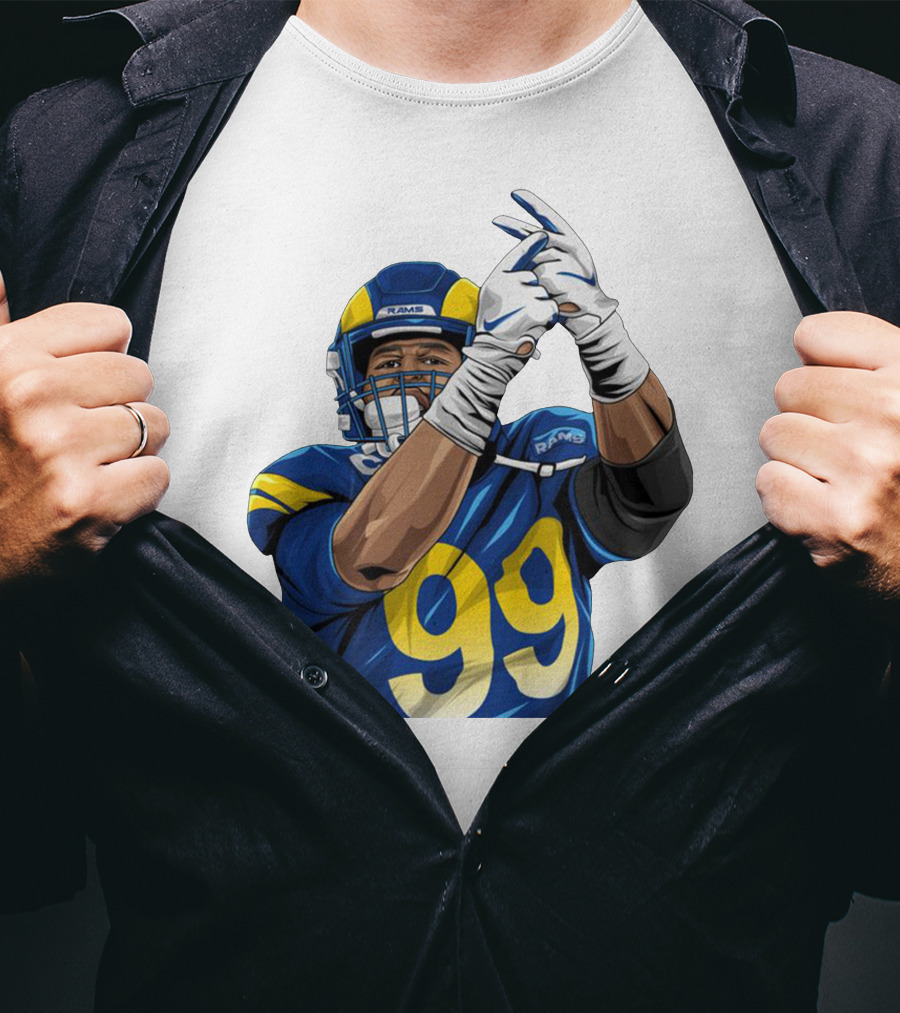 Aaron Donald Rams 99 Football Action Pose T-Shirt