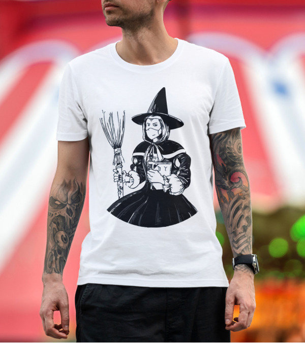 Premium T-Shirt: Adam Berry Witch Problems Masked Witch Holding Broom and Book T-Shirt Adam Berry Witch Problems Masked Witch Holding Broom and Book T-Shirt