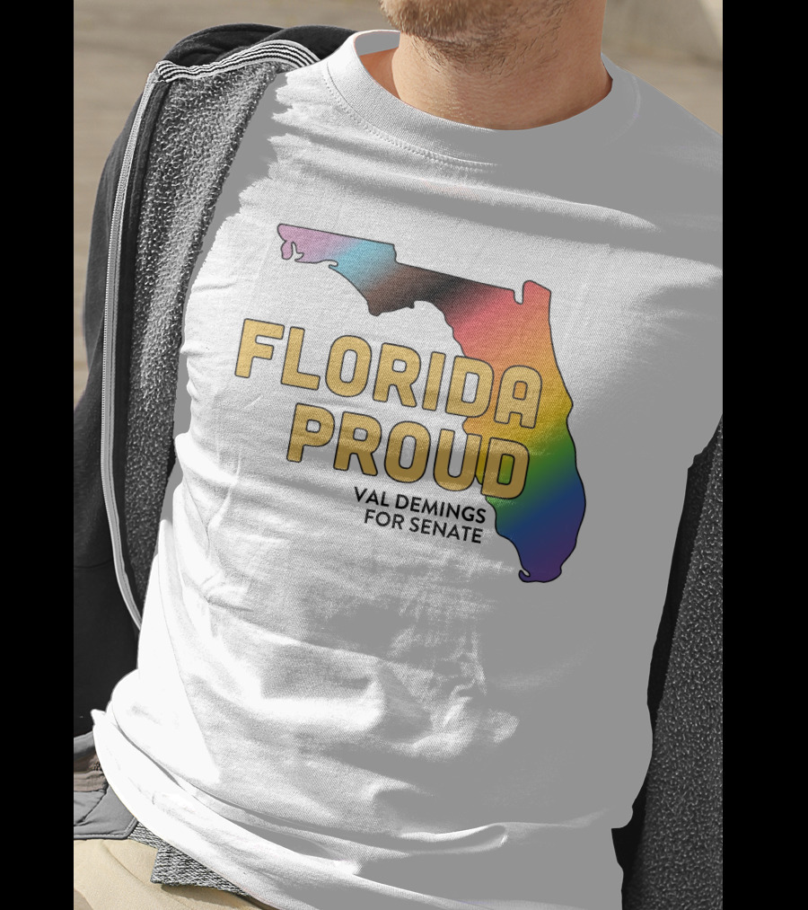 Florida Proud Rainbow Map Val Demings For Senate T-Shirt