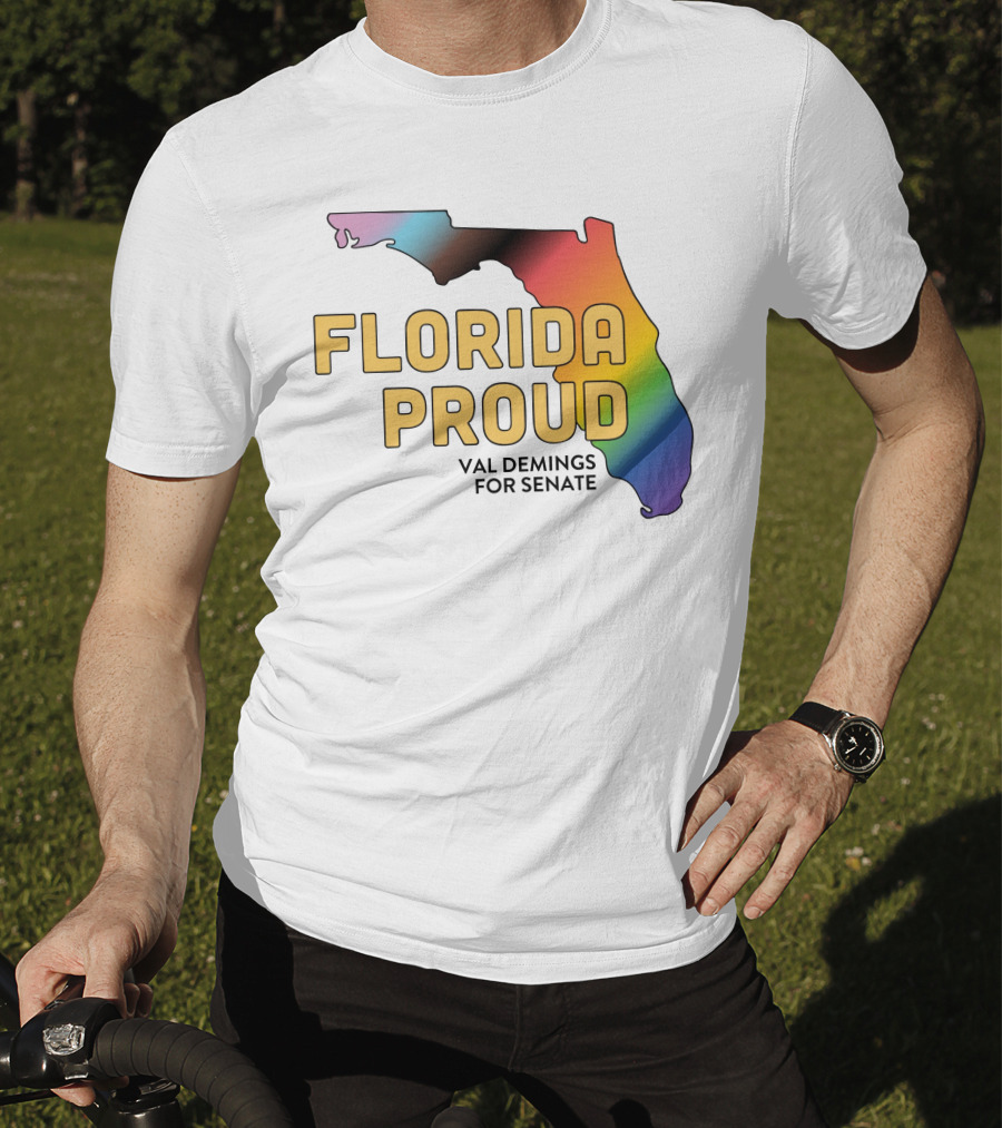 Florida Proud Rainbow Map Val Demings For Senate T-Shirt