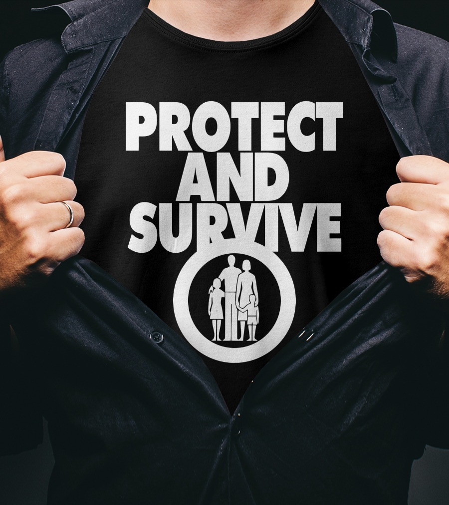 Protect And Survive Family Silhouette In Circle T-Shirt