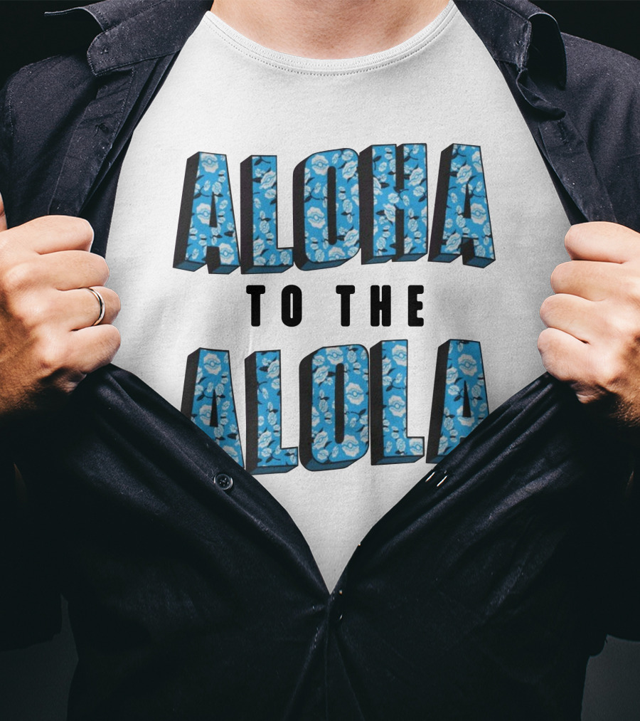 Aloha To The Alola Pokémon Pattern Typography T-Shirt