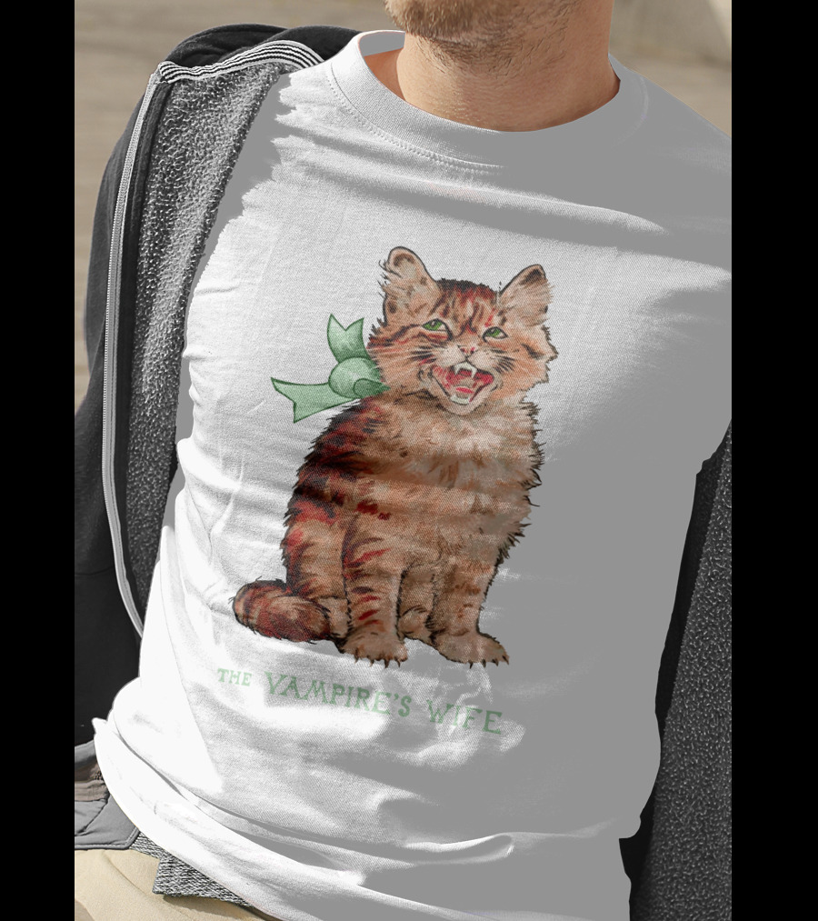 The Vampire's Wife Smiling Cat With Green T-Shirt