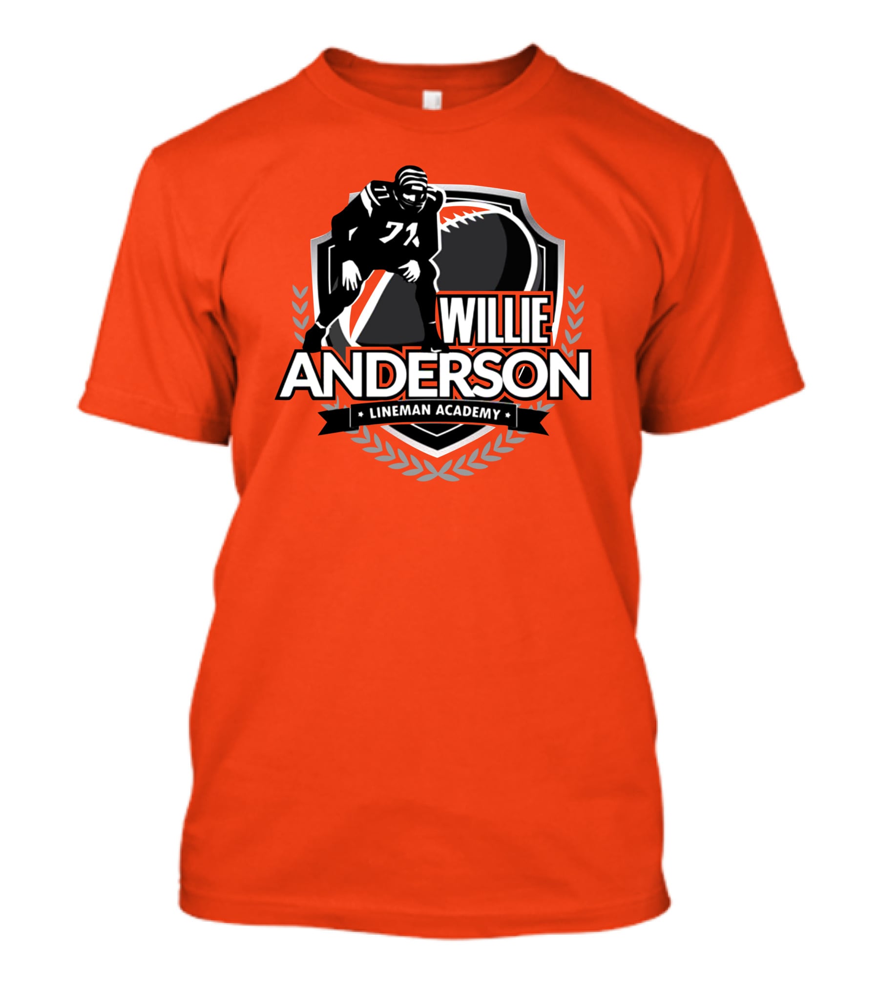 Willie Anderson Lineman Academy Football Shield T-Shirt