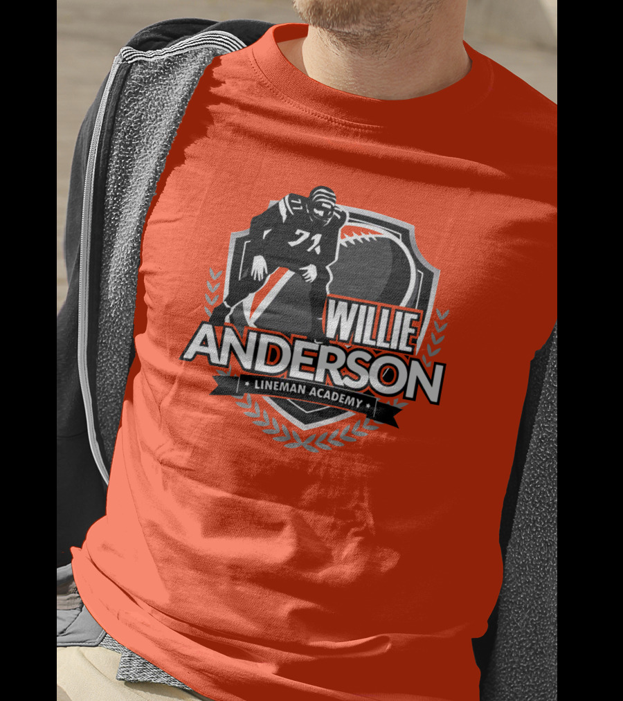 Willie Anderson Lineman Academy Football Shield T-Shirt