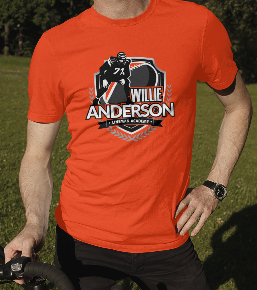 Willie Anderson Lineman Academy Football Shield T-Shirt