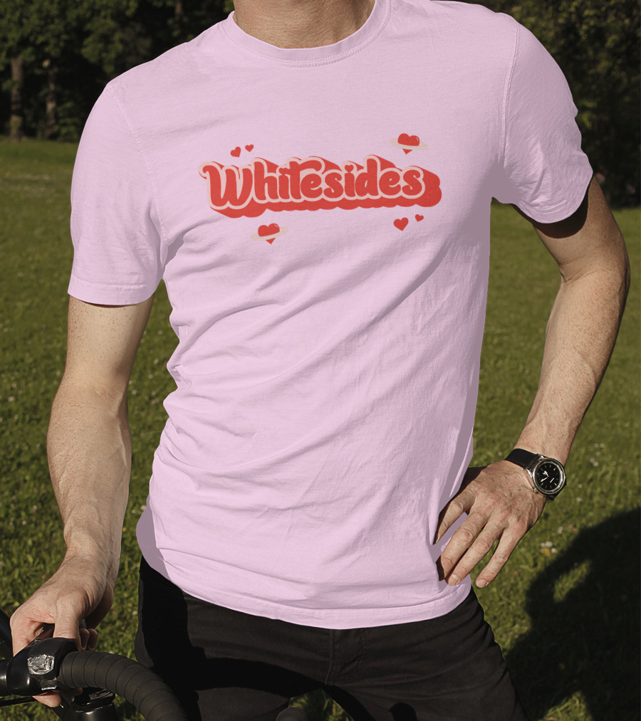 Whitesides Red Heart Design Pink Background T-Shirt