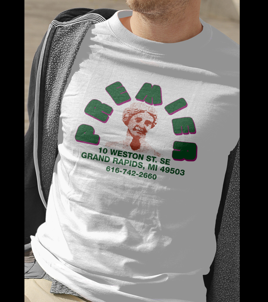 Premier 10 Weston St SE Grand Rapids Statue Graphic 616-742-2660 T-Shirt