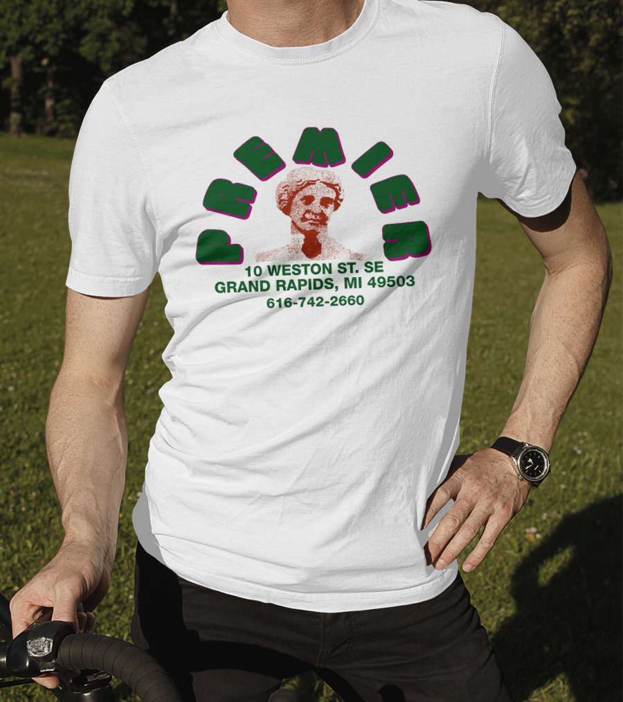 Premier 10 Weston St SE Grand Rapids Statue Graphic 616-742-2660 T-Shirt