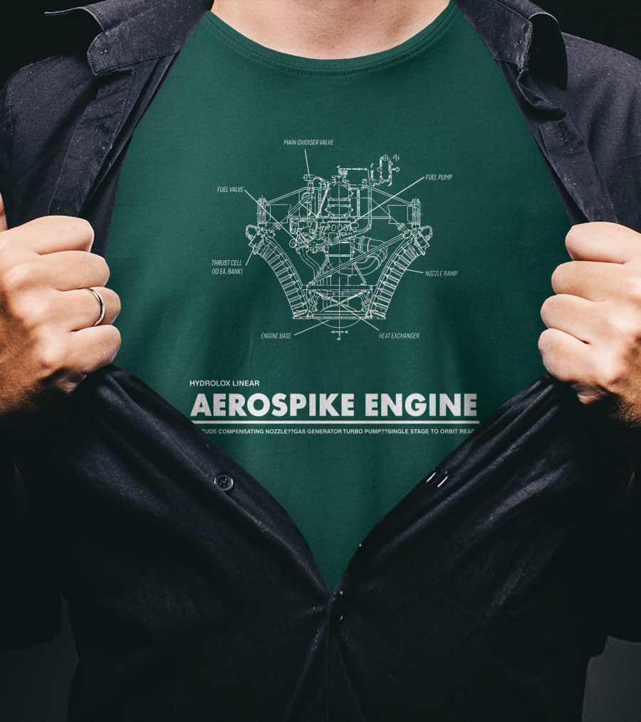 Hydrolox Linear Aerospike Engine Diagram Altitude Compensating Nozzle Turbo Pump T-Shirt