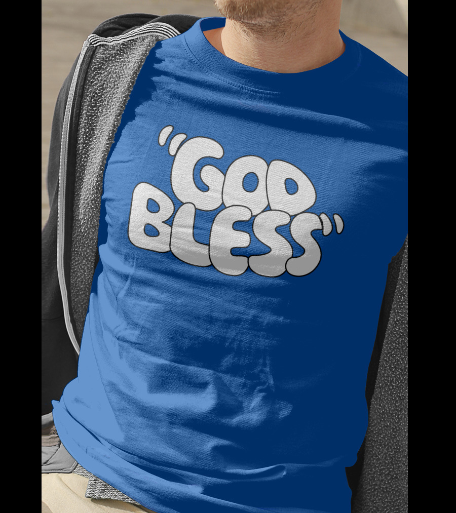 God Bless Text In Bubble Letters T-Shirt