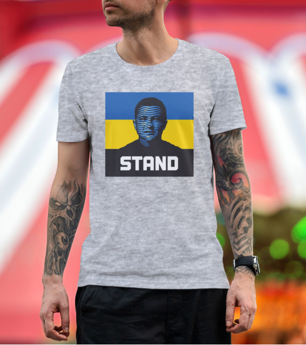 Premium T-Shirt: Morneaults Stand Ukraine Flag Face Lines T-Shirt Morneaults Stand Ukraine Flag Face Lines T-Shirt