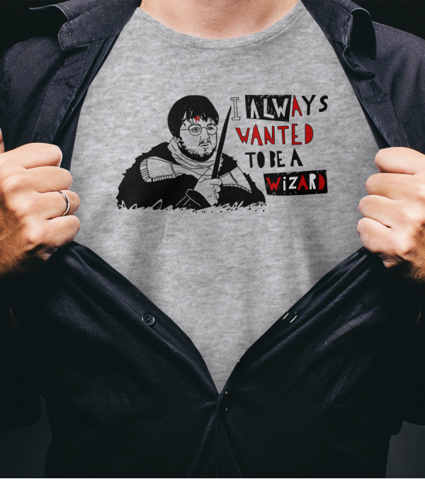 I Always Wanted To Be A Wizard Fan Art Featuring Iconic Glasses And Wand T-Shirt