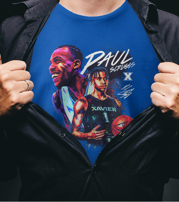 Paul Scruggs Xavier Basketball Number 1 Player Autograph Edition T-Shirt