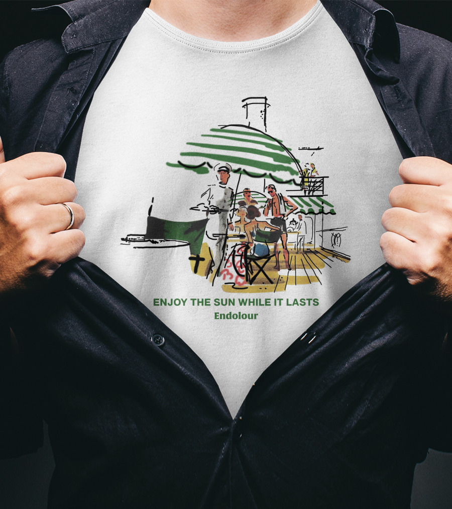 ENJOY THE SUN WHILE IT LASTS Endolour Deck Gathering Scene T-Shirt