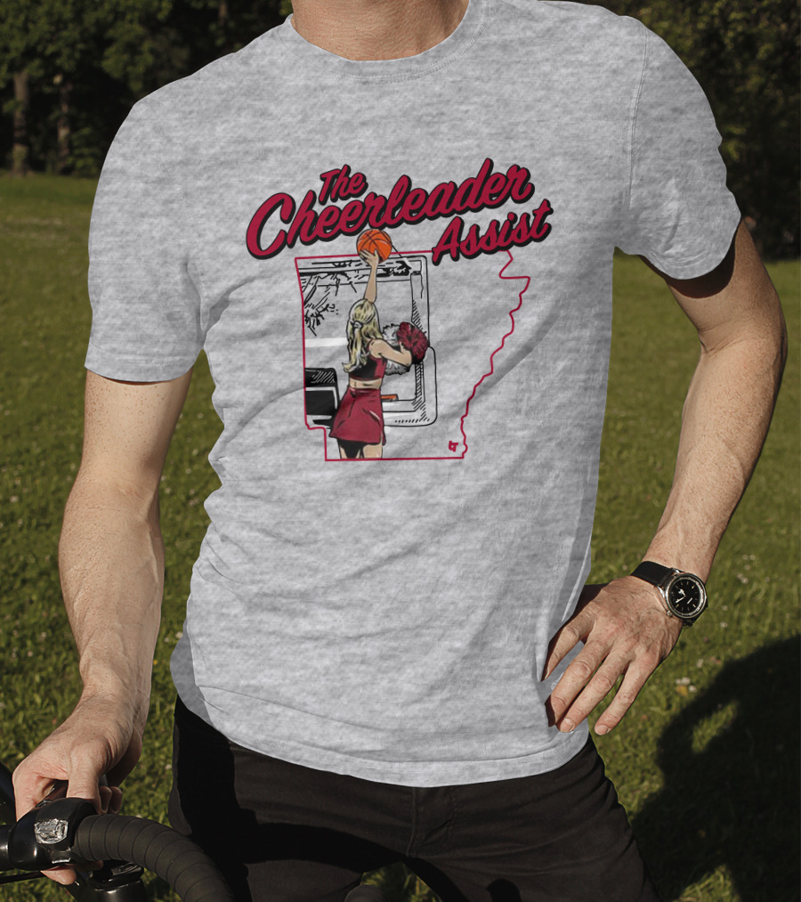The Cheerleader Assist Arkansas Basketball Rim Scene T-Shirt