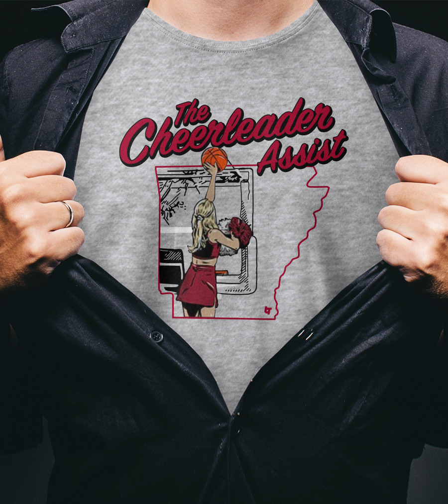 The Cheerleader Assist Arkansas Basketball Rim Scene T-Shirt