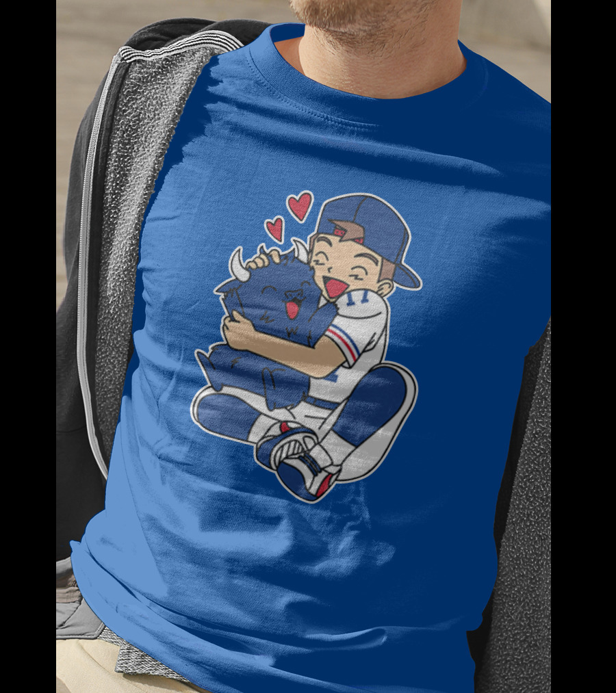 Gotta Throw 'Em All Cute Buffalo Hugging Sports Fan With Hearts T-Shirt
